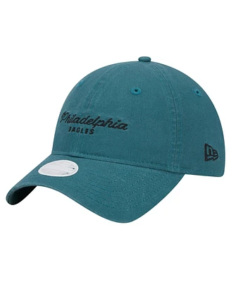 New Era Women's Midnight Green Philadelphia Eagles Throwback Delicate 9Twenty Adjustable Hat