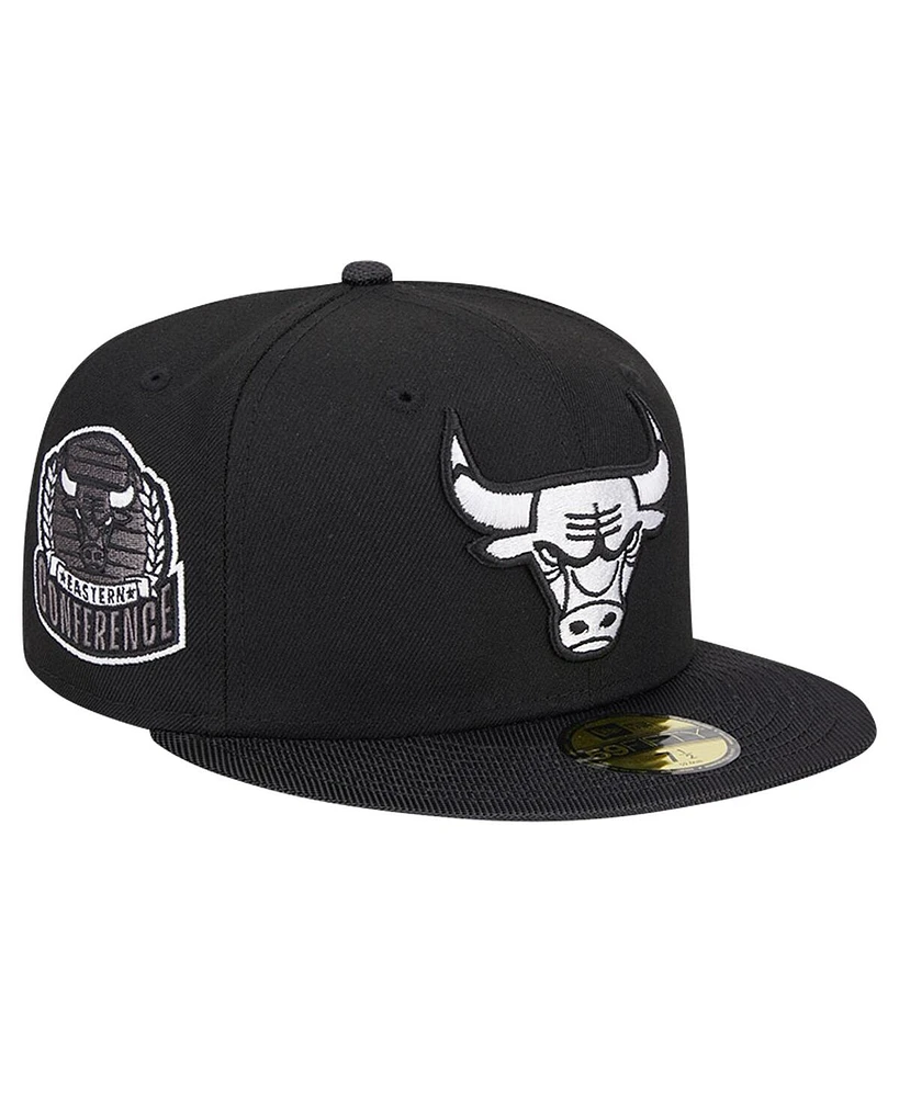 New Era Men's Black Chicago Bulls Active Satin Visor 59Fifty Fitted Hat