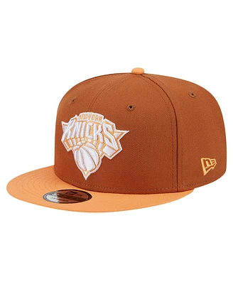 New Era Men's Brown/Orange New York Knicks 2-Tone Color Pack 9Fifty Snapback Hat