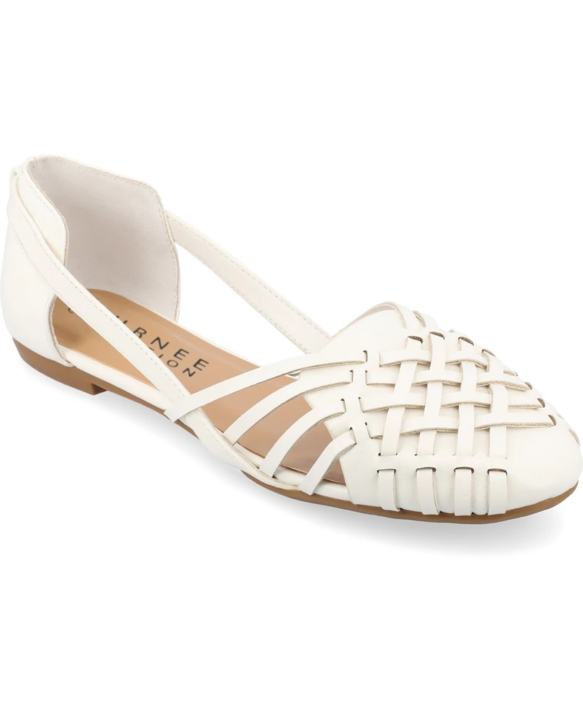 Journee Collection Women's Ekko Woven Round Toe Flats