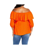 City Chic Women's Callie Off Shoulder Ruffle Top