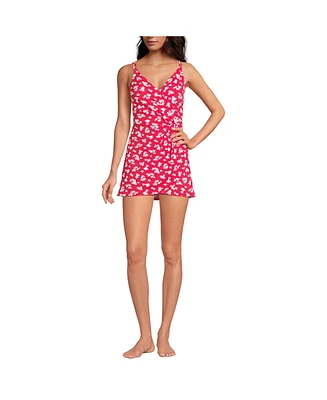 Lands' End Women's Tulip Wrap Mini Swim Dress One Piece Swimsuit