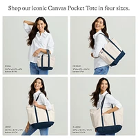 Lands' End Large Solid Canvas Pocket Tote with Open Top and Long Handle