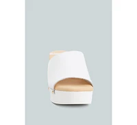 Rag & Co Drew Recycled Leather Block Heel Clogs White