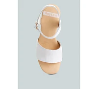 Sawor Recycled Leather High Block Sandals White
