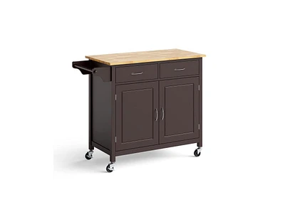 Slickblue Modern Rolling Kitchen Cart with Wooden Top