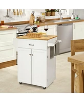 Slickblue Utility Rolling Storage Cabinet Kitchen Island Cart with Spice Rack