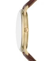 Emporio Armani Men's Brown Leather Strap Watch 42mm