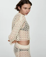 Mango Women's Cotton Crochet Sweater