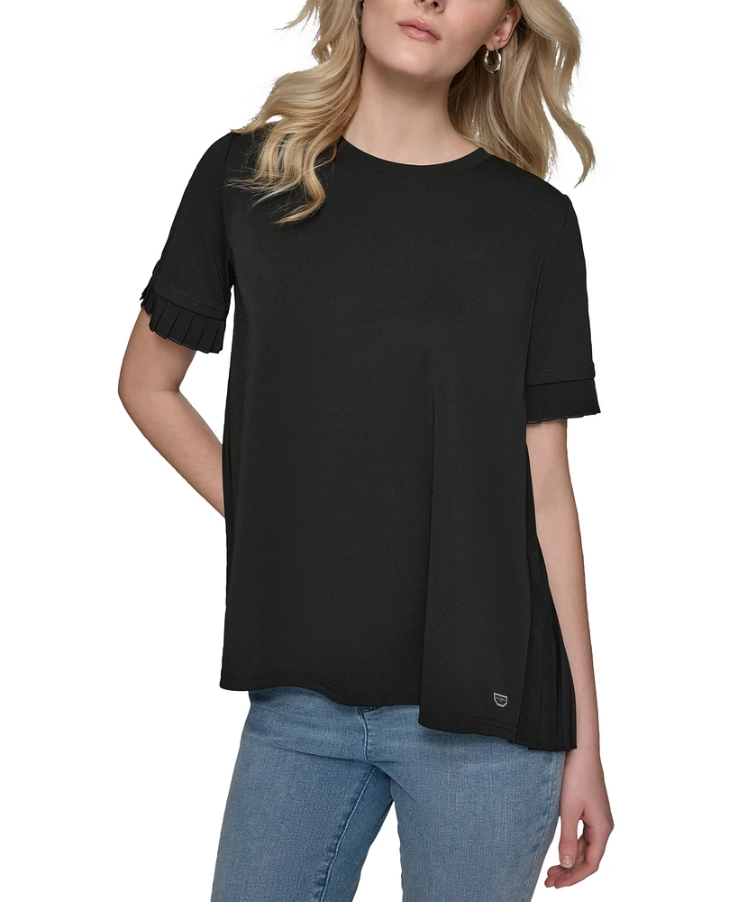 Karl Lagerfeld Paris Women's Crewneck Pleat-Back Top