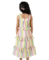 Rare Editions Little Girls Striped Metallic Midi Dress