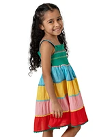 Rare Editions Little Girls Smocked Colorblock Cotton Dress