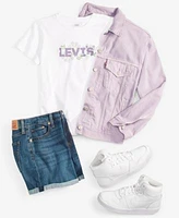 Levis Womens 90s Trucker Jacket Perfect T Shirt Mid Length Shorts