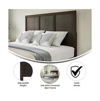 Merrick Lane Grady Full Raised Panel Wooden Adjustable Headboard Only