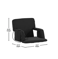 Mikki Extra Wide Portable Heated Reclining Stadium Chair W/Armrests, Padded Back & Heated Seat W/Dual Storage Pockets And Backpack Straps