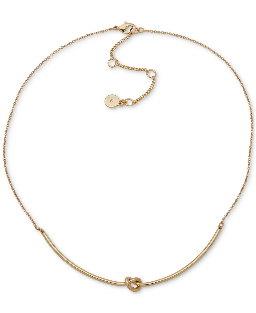 Dkny Gold-Tone Knotted Bar Statement Necklace, 16" + 3" extender