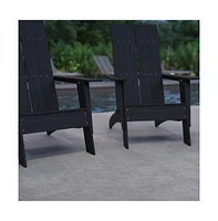 Set Of 4 Piedmont Modern All-Weather Poly Resin Wood Adirondack Chairs