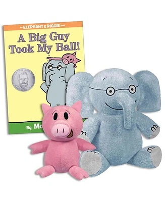 Yottoy Elephant & Piggie Plush Toy Set & A Big Guy Took My Ball Hardcover Book Set