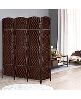 Homcom Panel Resin Wicker Folding Room Divider Privacy Screen Home Office Decor