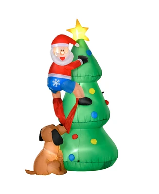 Homcom 6' Christmas Outdoor Santa Claus & Tree Yard Inflatable Led Holiday Decoration