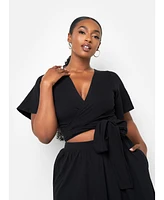 Rebdolls Plus Big Risk Wrap Around Kimono Crop Top