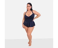 Rebdolls Plus Heatwave Halter Peplum One Piece Swimsuit