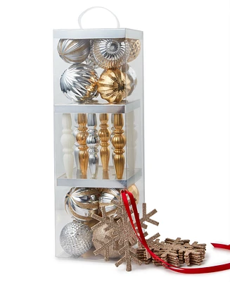 Holiday Lane Shine Bright Set of 30 Gold and Silver Mixed Shatterproof Ornaments in Box, Created for Macy's