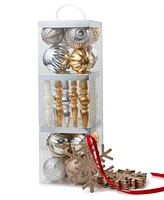 Holiday Lane Shine Bright Set of 30 Gold and Silver Mixed Shatterproof Ornaments in Box, Created for Macy's