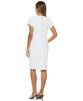 Calvin Klein Tulip-Sleeve Scuba-Crepe Sheath Dress