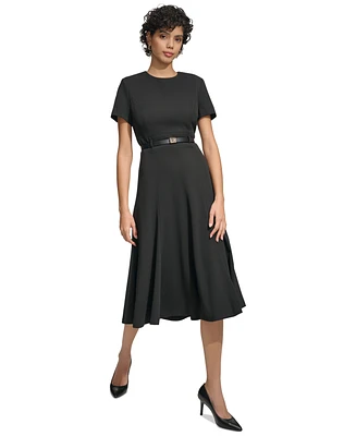 Calvin Klein Women's Belted Fit & Flare Midi Dress