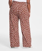 I.n.c. International Concepts Plus Animal-Print Patch-Pocket Wide-Leg Pants, Created for Macy's