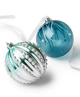 Holiday Lane Seaside Clear Blue & Silver Shatterproof Ornaments, Set of 6