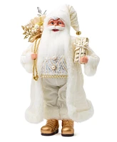 Holiday Lane Gold & White Santa with Gift, Created for Macy's