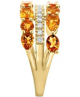 Effy Citrine (2-1/3 ct. t.w.) & Diamond (1/5 Multirow Ring 14k Gold