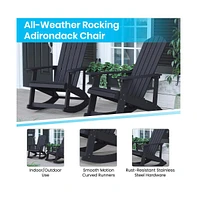 Atlantic Adirondack Patio Furniture Set Includes All-Weather Rocking Chairs And Side Table