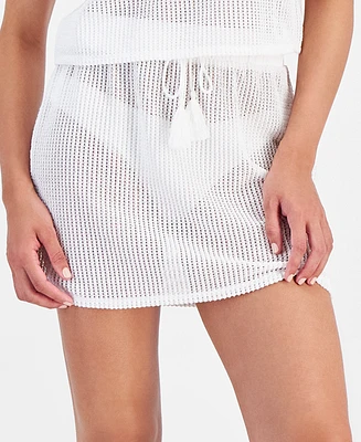 Miken Juniors' Pointelle Drawstring Skirt Cover-Up, Created for Macy's