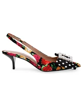 Betsey Johnson Birdie Floral Slingback Bow Pumps