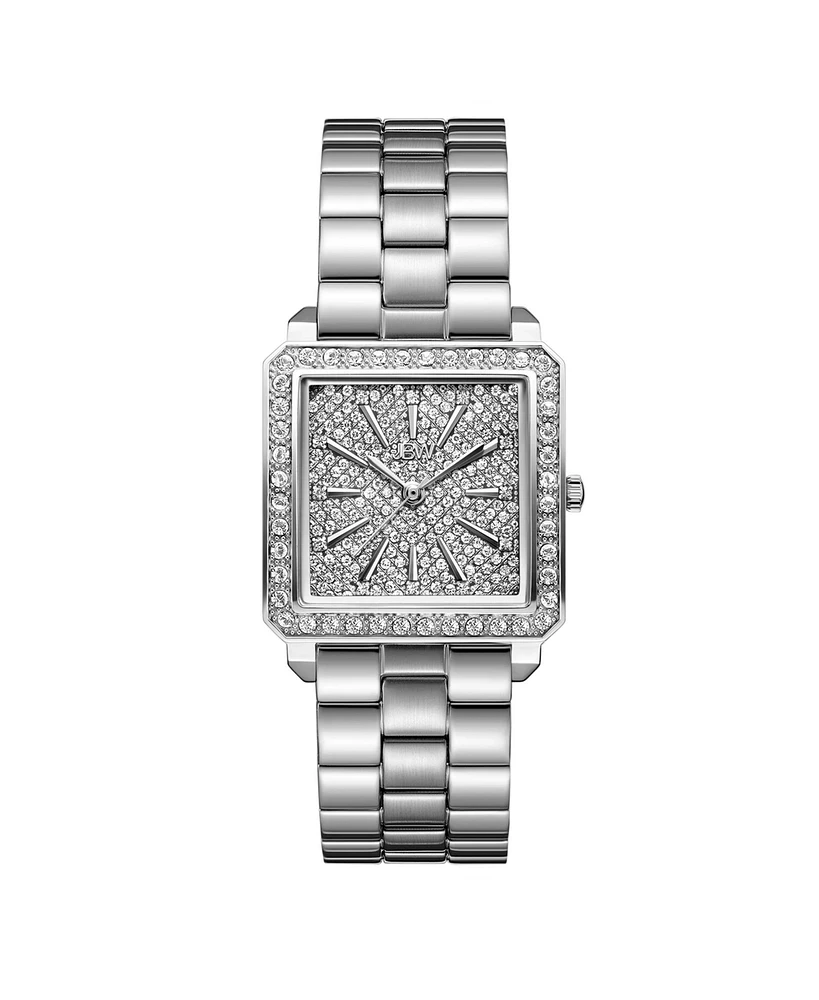 Jbw Women's Cristal Quartz Silver Stainless Steel Watch Set, 28mm