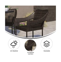 Embry All-Weather Indoor/Outdoor Stacking Patio Dining Chairs With Steel Frame And Weather Resistant Pe Rattan