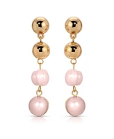 Ettika Pink Freshwater Pearl Gold Drop Earrings