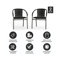 Pack Rattan Indoor-Outdoor Restaurant Stack Chair With Curved Back