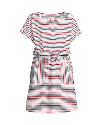 Lands' End Girls Short Sleeve Henley Jersey Dress