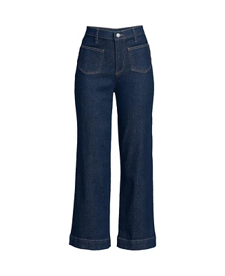 Lands' End Women's Denim High Rise Patch Pocket Crop Jeans