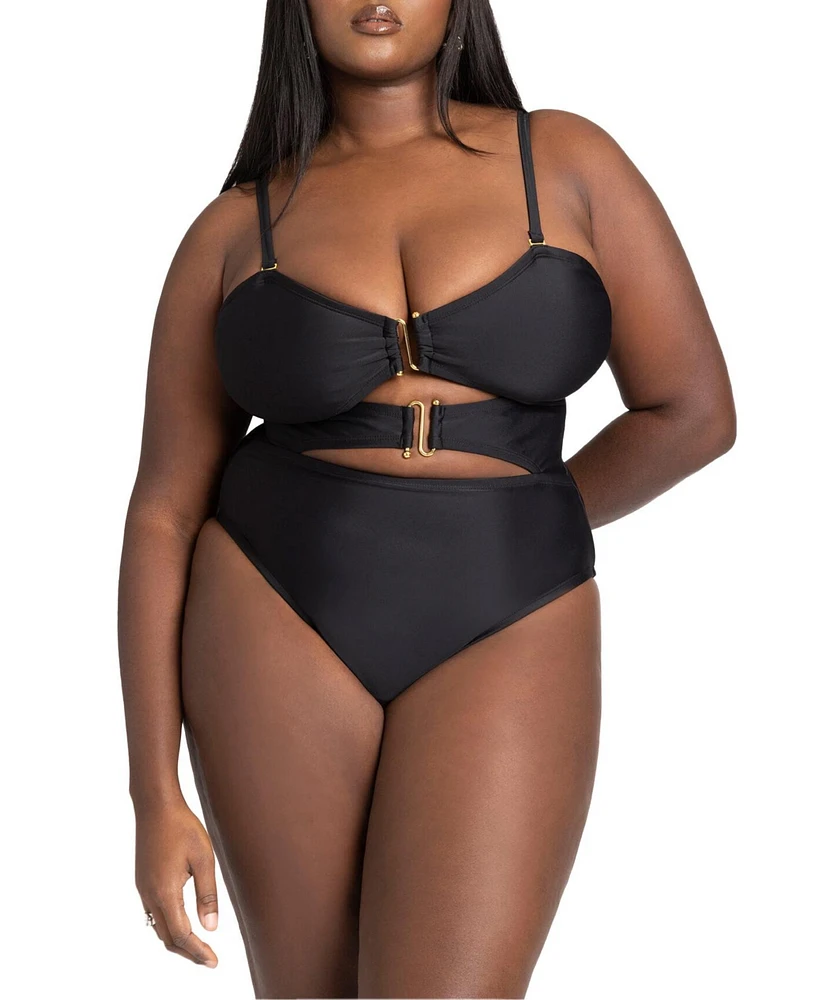 Eloquii Plus Strapless Hardware Detail One Piece