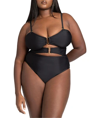 Eloquii Plus Strapless Hardware Detail One Piece