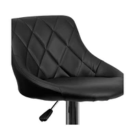 Bucket Seat Adjustable Height Barstool With Diamond Pattern Back