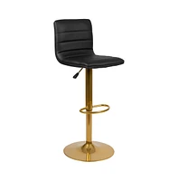Set Of 2 Contemporary Height Adjustable Swivel Stools With Back And Pedestal Base Footrest