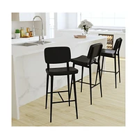 Regency Barstools Contemporary Metal Frame Stools With Integrated Footrest - Set Of 2