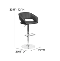 Rothko Modern Bar Stool Rounded Mid-Back Stool With Height Adjustable Swivel Seat