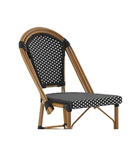 Sacha Set Of Two Stacking Bistro Counter Stools With Pe Seats And Backs Metal Frames For Indoor/Outdoor Use